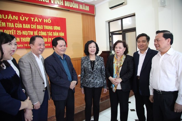 Chủ tịch HĐND TP dự buổi làm việc của Trưởng ban Dân vận Trung ương tại Quận ủy Tây Hồ